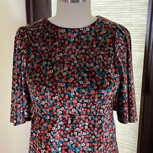 Zara Floral Print Velvet Dress - Size Medium